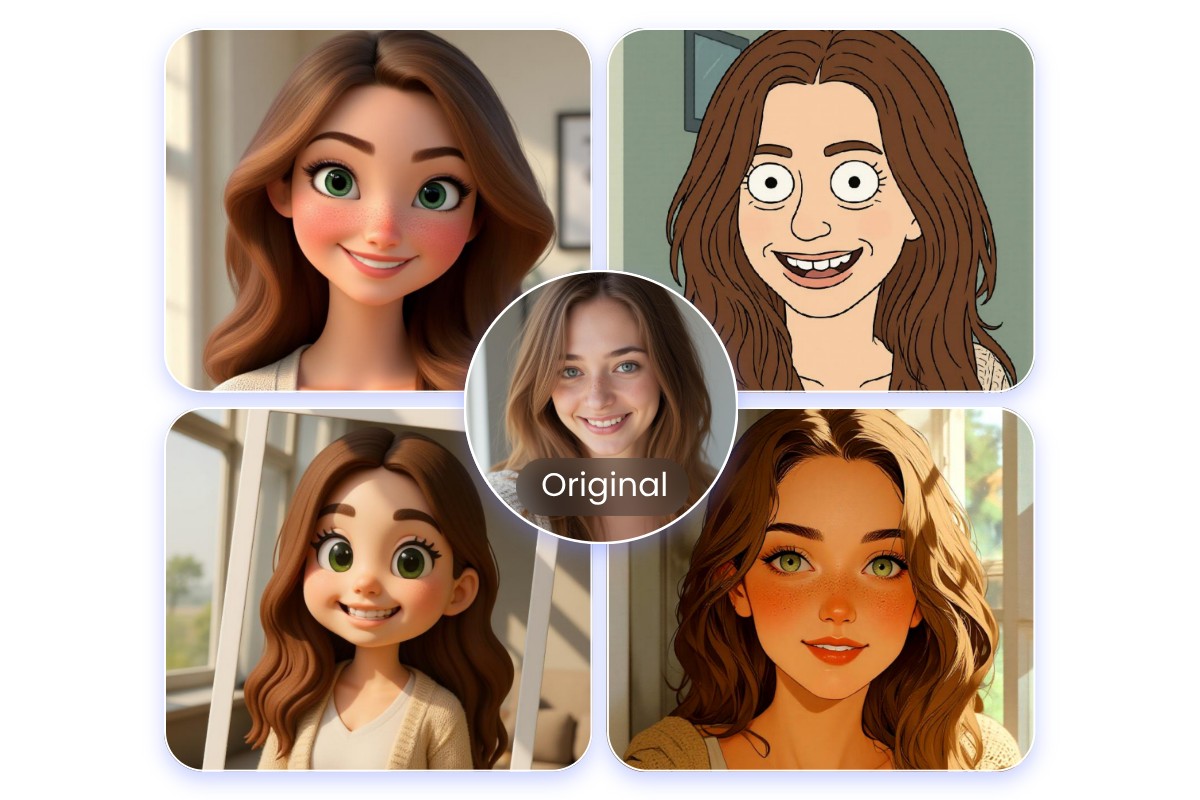 Turn selfie into different cartoon effects such as 3 D chibi and more