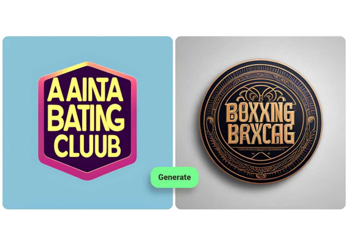 Deux logos générés par IA comprenant un badge et un logo rond en couleur noire dans Fotor