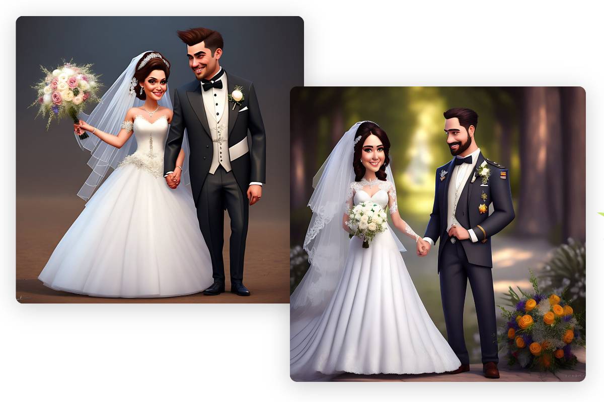 Deux caricatures de mariage