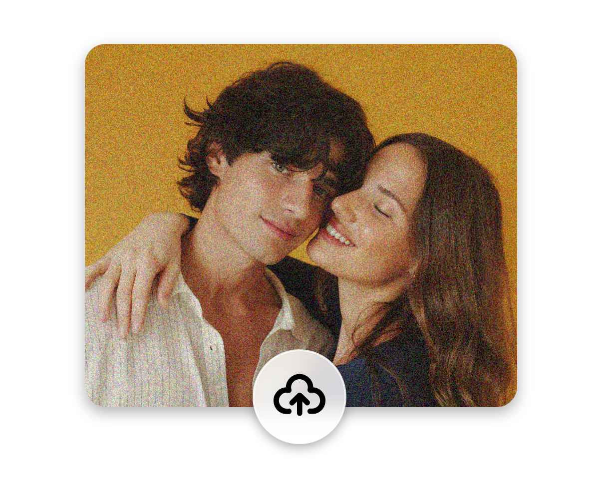 Upload a noisy and grainy photo of a couple to fotor ai denoiser