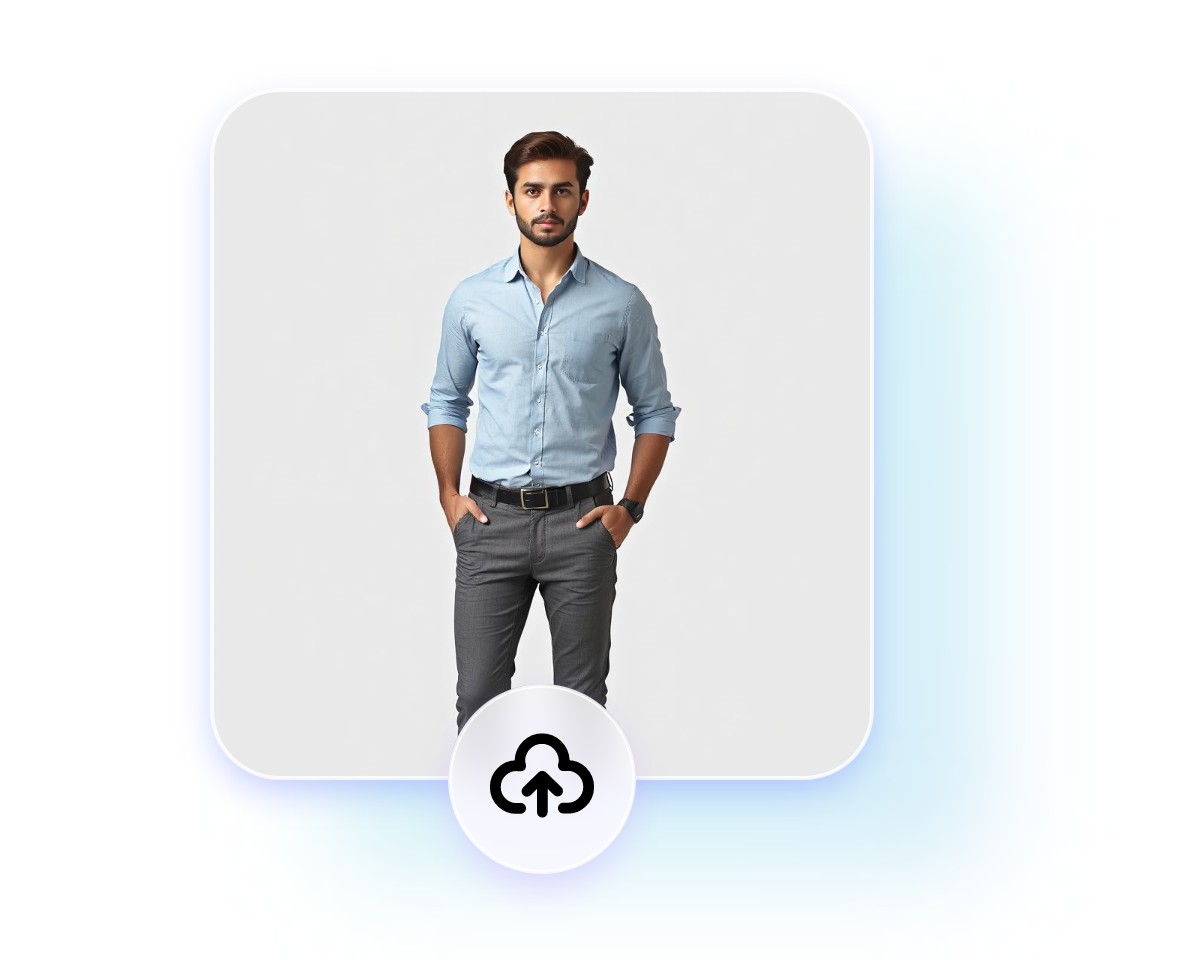 importer une photo de personne avec une chemise bleue