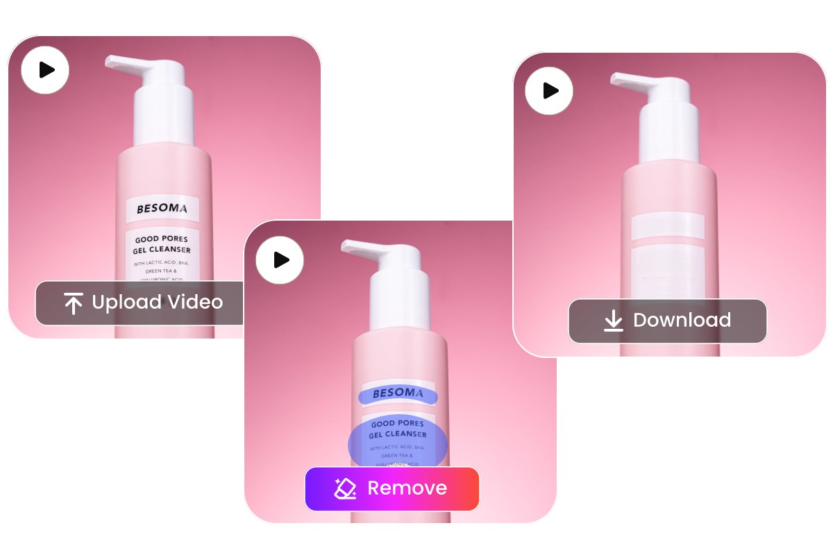 Upload a product video and remove text on fotor