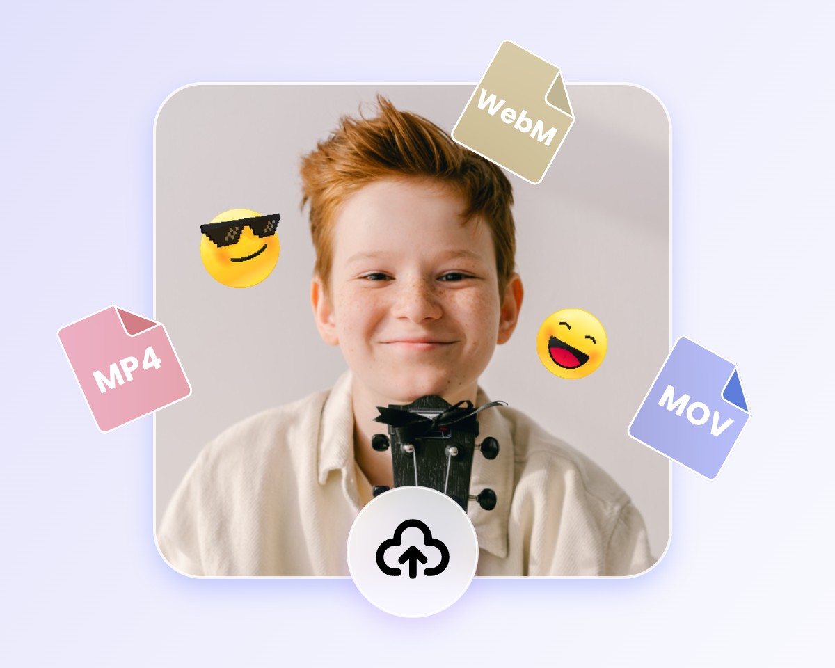 Upload a video of a baby boy with emojis