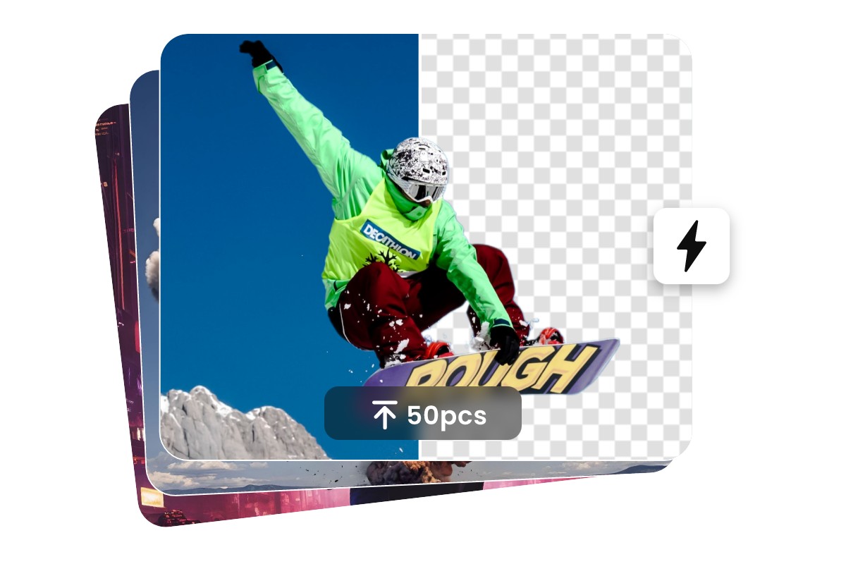 Upload up to 50 pictures at one time to erase backgrounds
