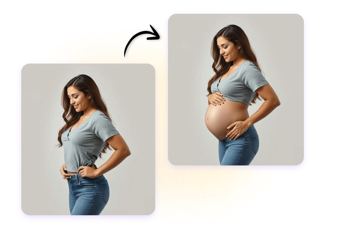 Use ai pregnancy filter to make a female look pregnant in a photo