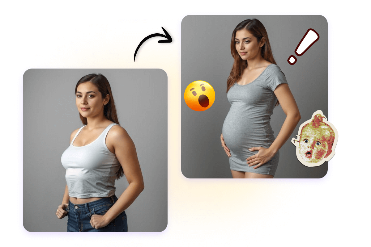 Use ai pregnant filter to create fake pregnant belly for a woman