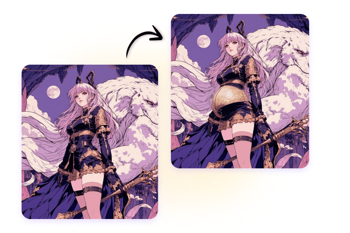 Use ai pregnant filter to make a anime character pregnant in a photo
