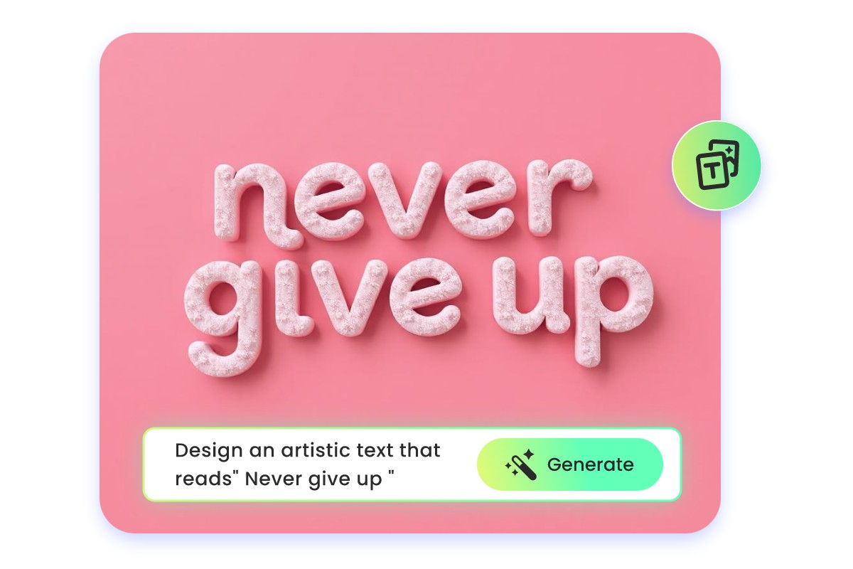 FotorのAIでテキストを入力してピンクの​可愛い飾り文字​​を生成