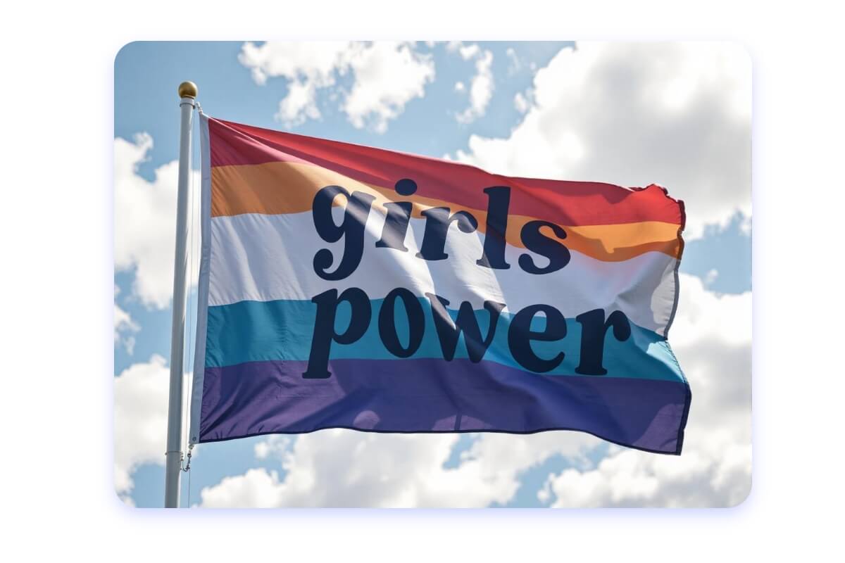 Use ai to generate a flag about women rights movement