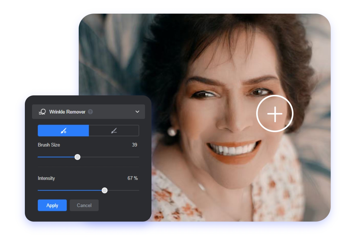 Use brush to remove wrinkle from a photo of a woman