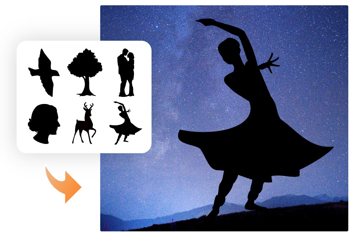ダンサーの影絵を使って、Fotorでシルエット画像を作成します