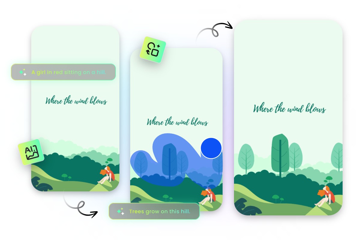 Use fotor ai features to create a phone wallpaper about a cartoon forest and make adjustments with ai