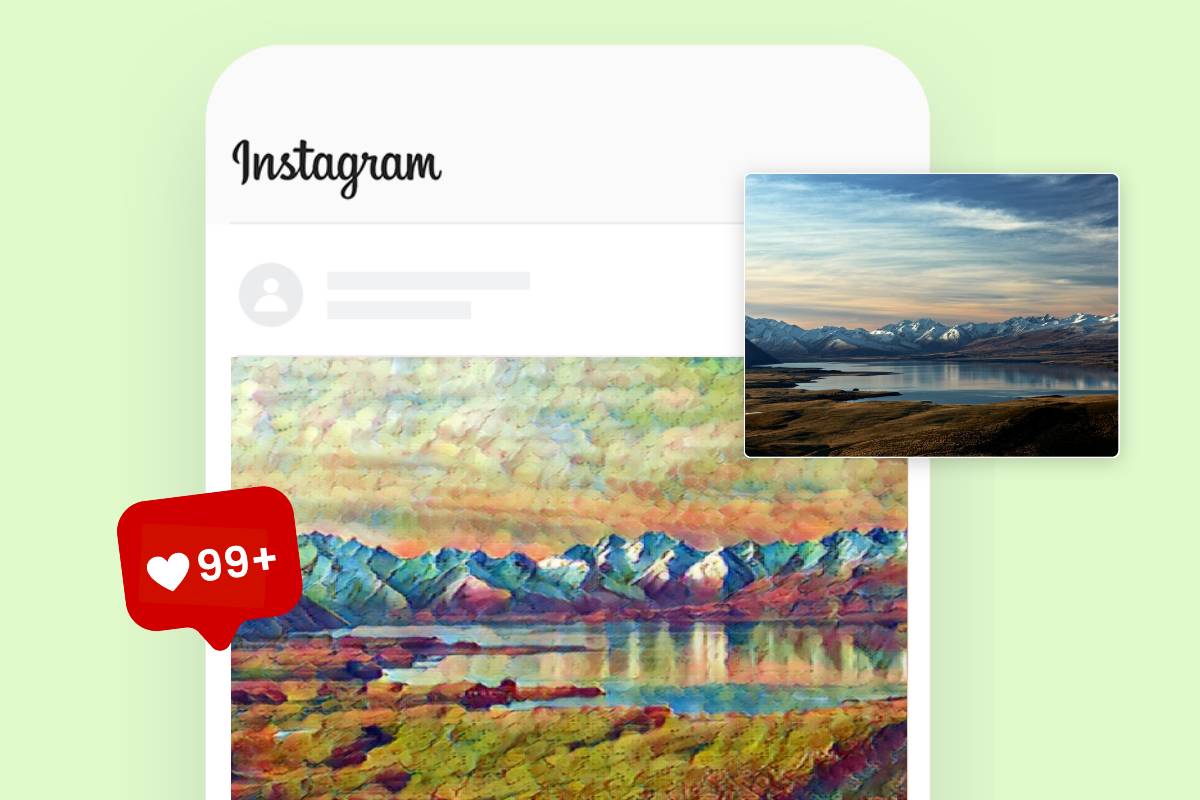 Use fotor ai style transfer to change landscpae image style to the oil pianting style