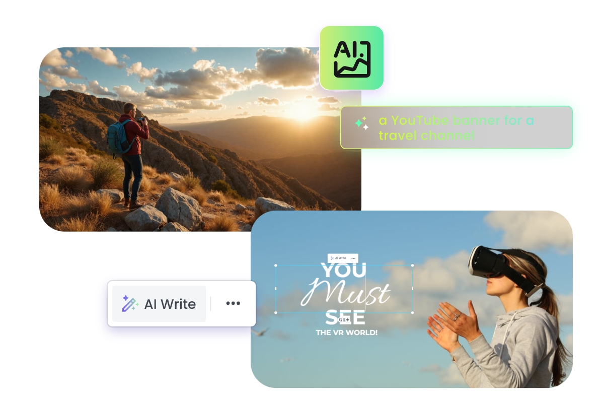 Use fotor ai to generate youtube banner and ai write tool to create copies for your yt banner