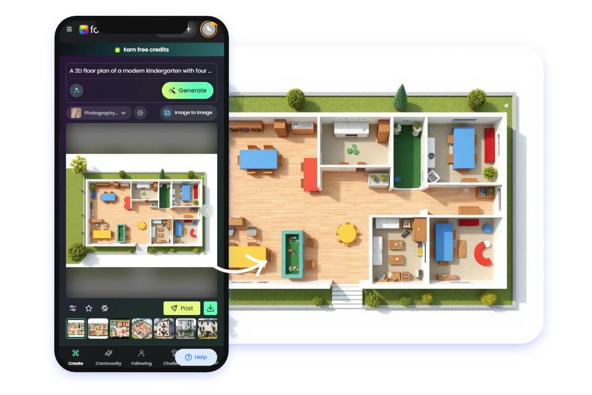 Use fotor app to generate perfect floor plans from text