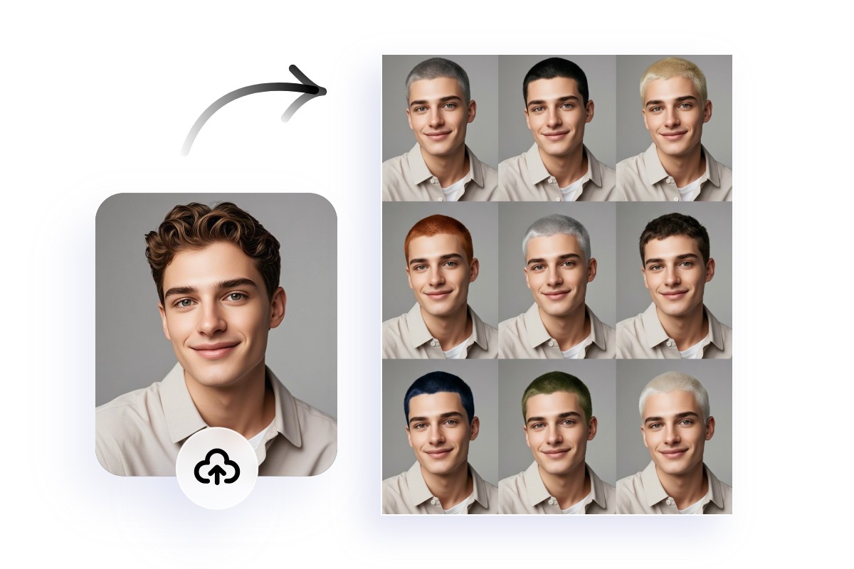 Use fotor free ai buzz cut filter to test buzz cut on face