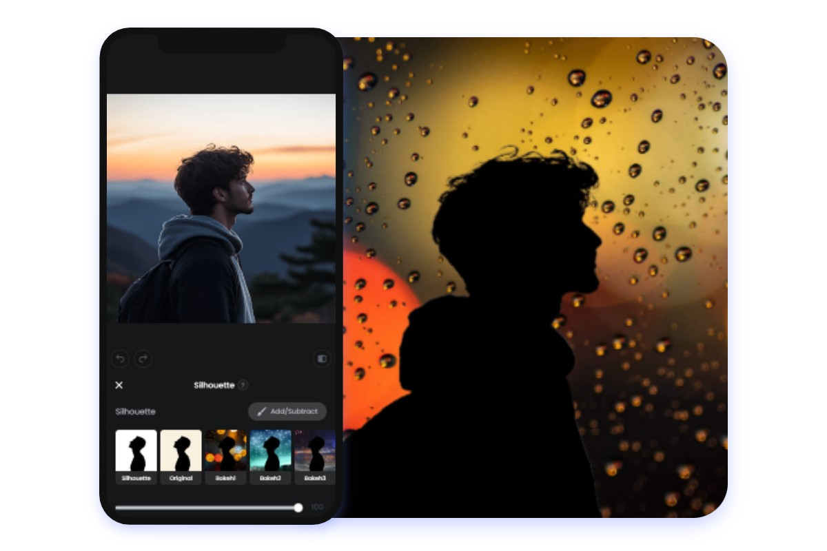 Fotorのモバイルアプリを使って男の子の写真をシルエット化