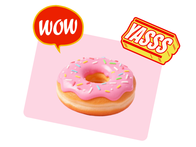 Use fotor to add emoji to a photo of a donut