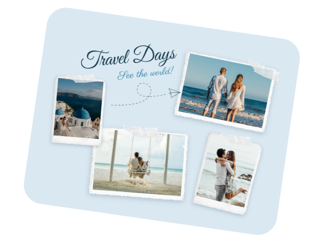 Use fotor to combine images of a couple taken by the sea