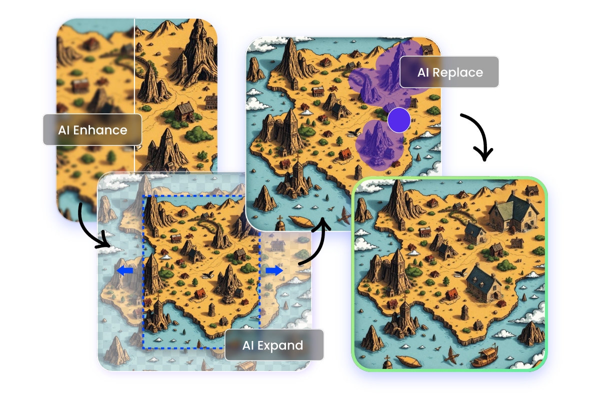 Use other fotor ai tools to fine tune your generated fantasy map