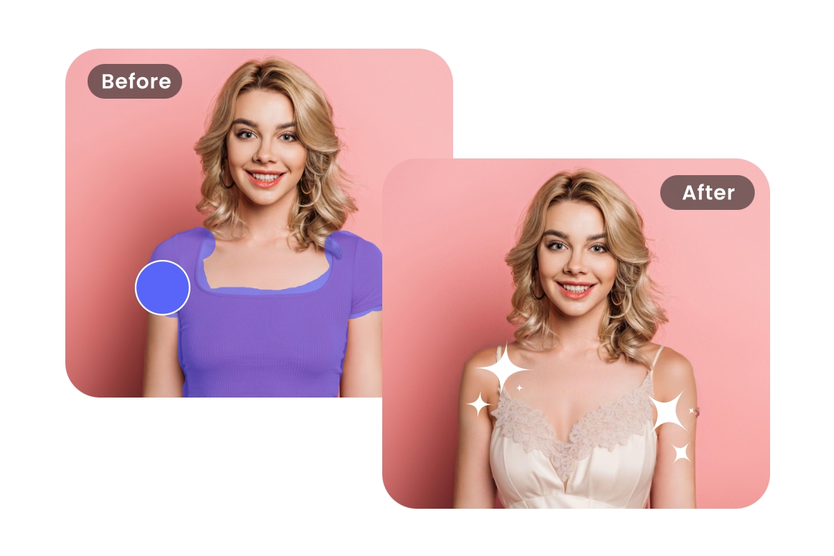 Use the magic brush to generate and change clothes in fotor ai clothing generator