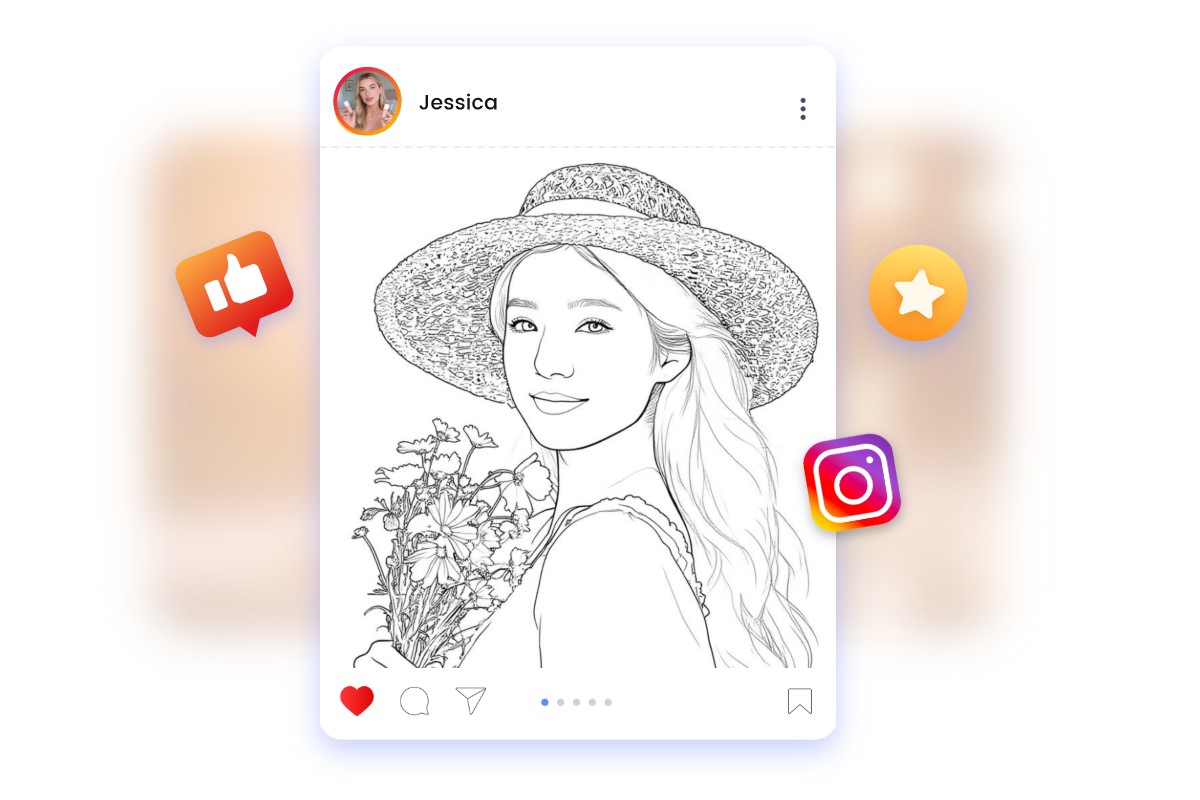 Use the photo to line drawing converter for social media