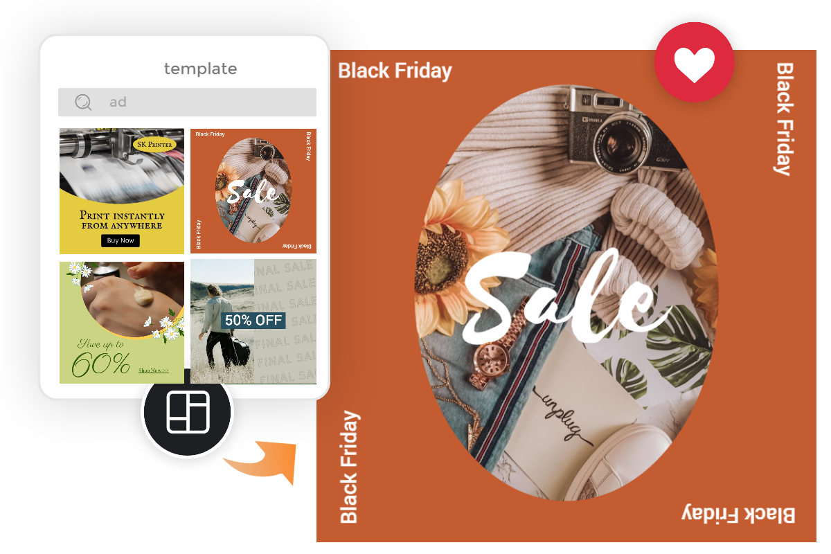 Various advertisement templates from Fotor