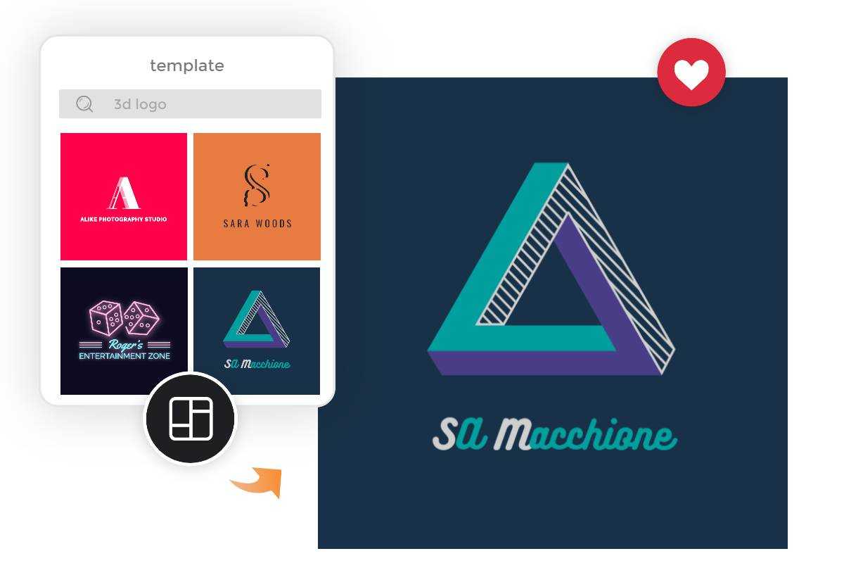 balck red orange and blue square 3d logo templates from fotor