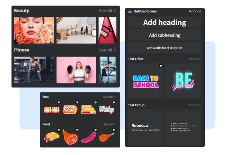 Various fonts and images for creating display ads