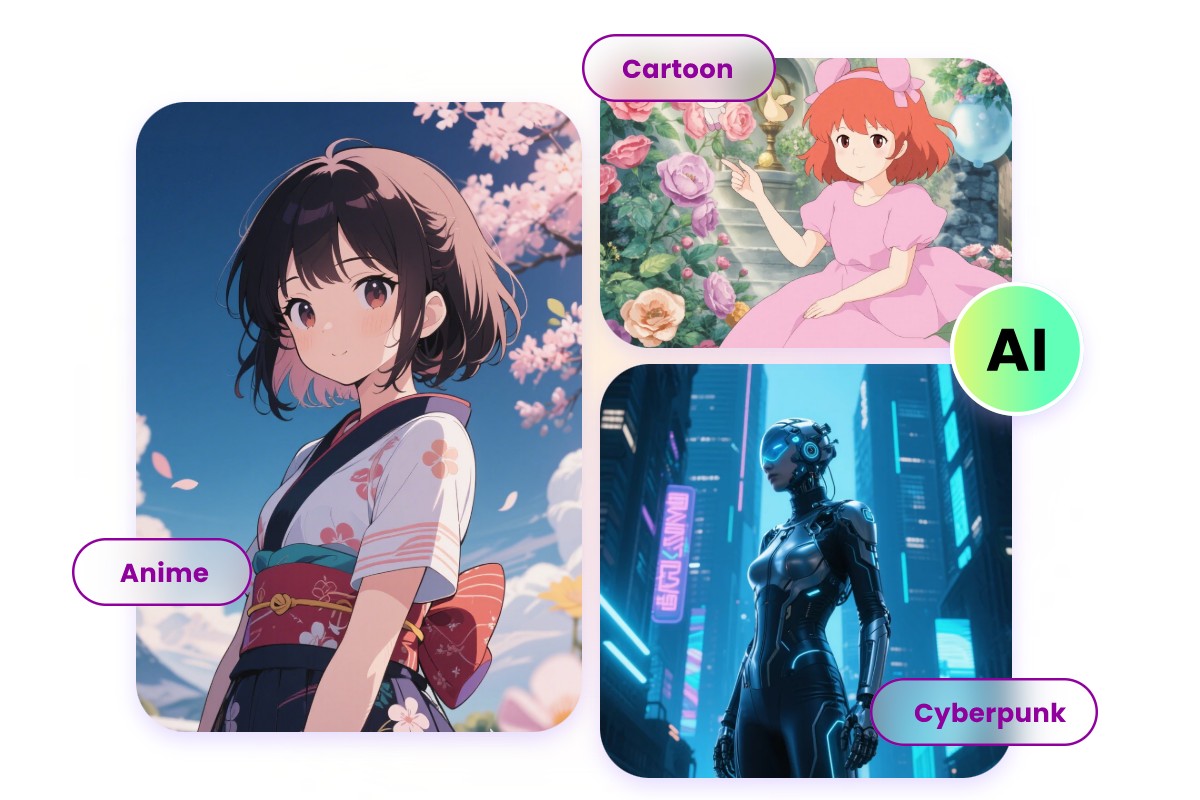 Wallpapers in various styles featuring cartoon anime and cyberpunk