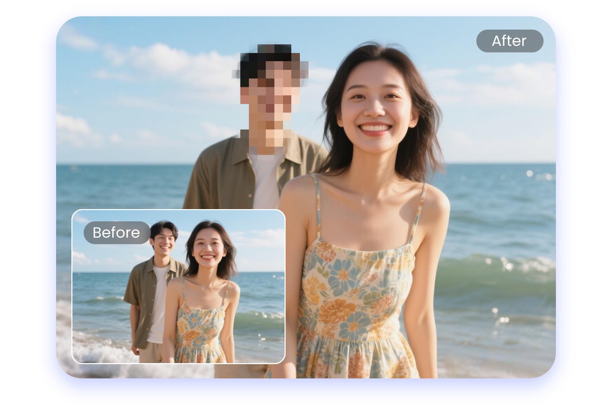模糊一張旅遊照片男性路人的人臉