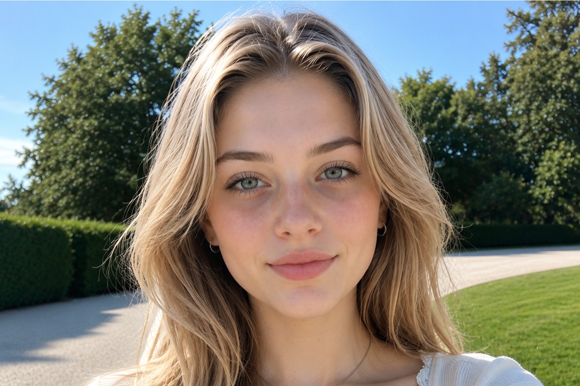 Before image showing a blonde haired girl with dark circles