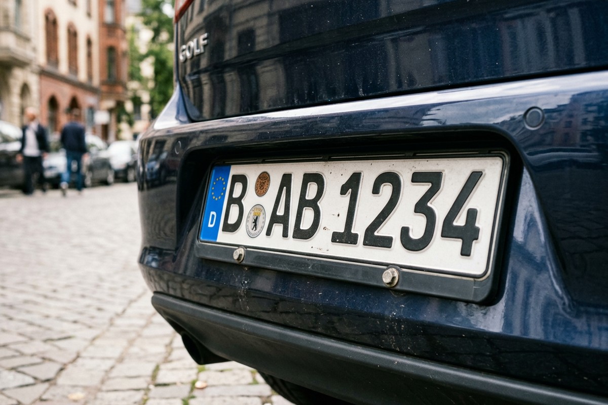 Bild mit deutlichem Autonummerschild