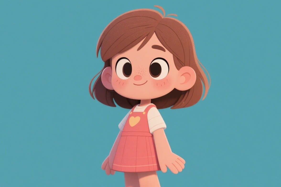 A 2 D photo of an anime style in pink dress