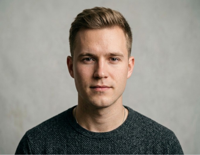 A man before adding a circle beard