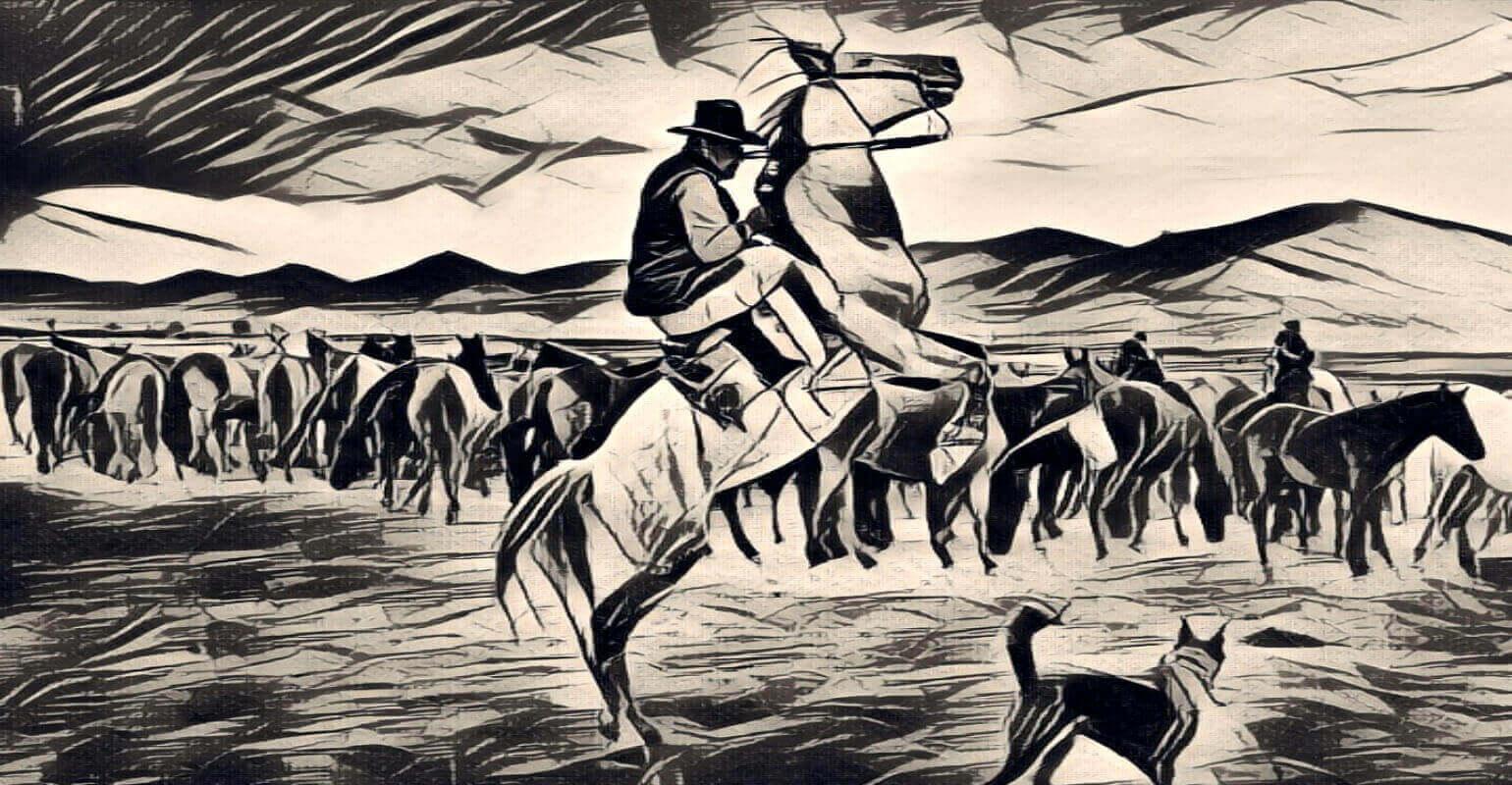 말 탄 남자 사진을 선 그리기로 변환