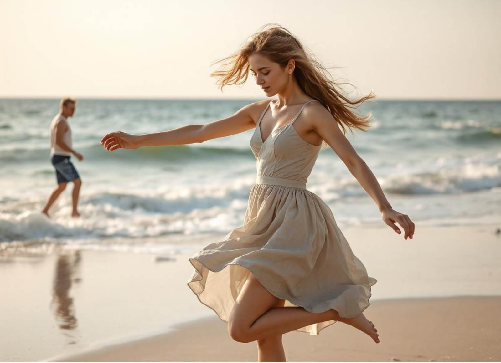 Image originale d’une fille au bord de la mer