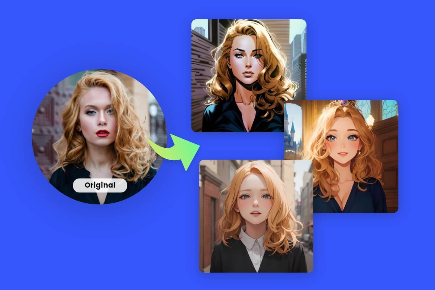 Converti foto in cartone animato online utilizzando Fotor AI Cartoonizer