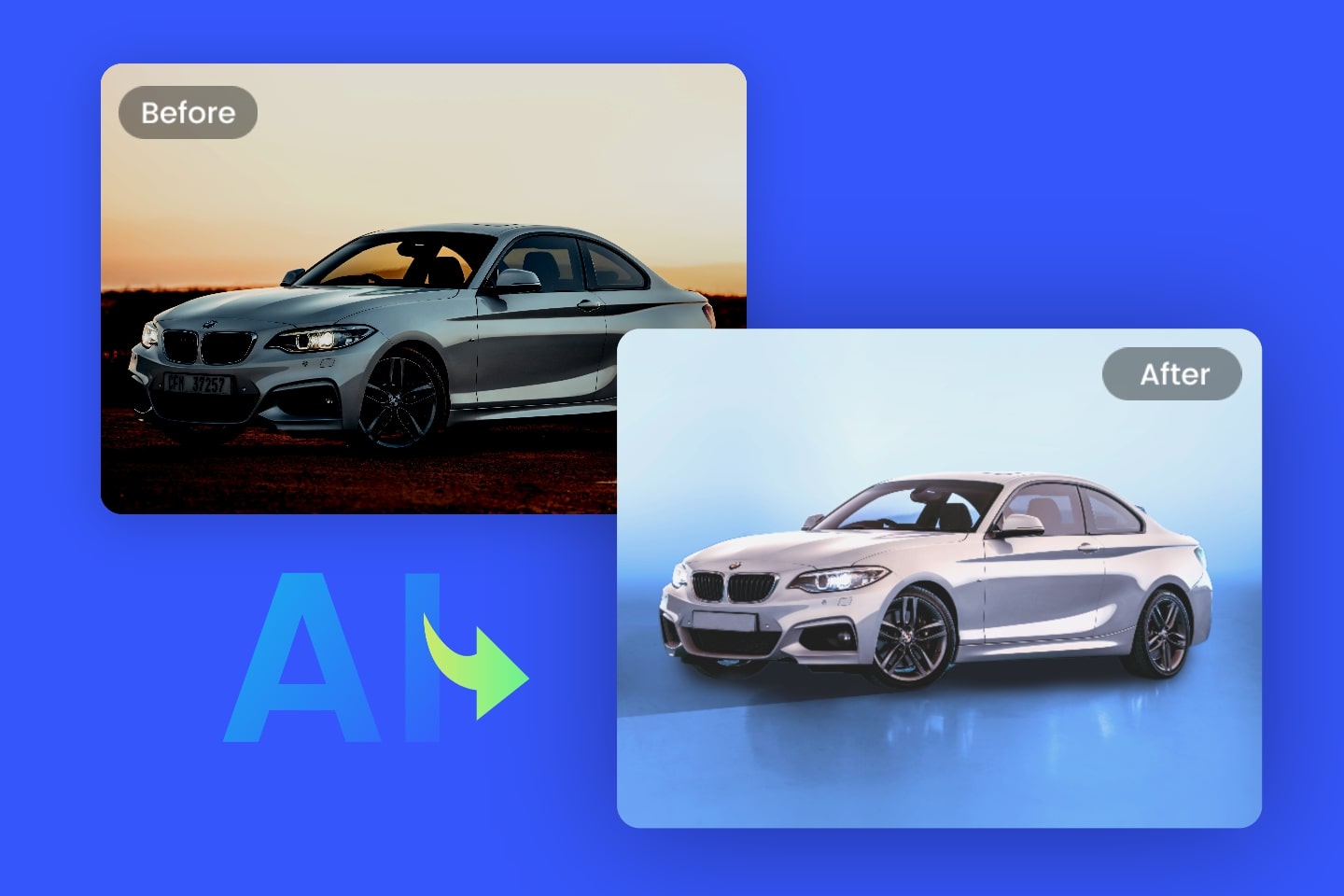Verbessern und bearbeiten Sie Autobilder mühelos online mit dem kostenlosen KI-Autofotoeditor von Fotor