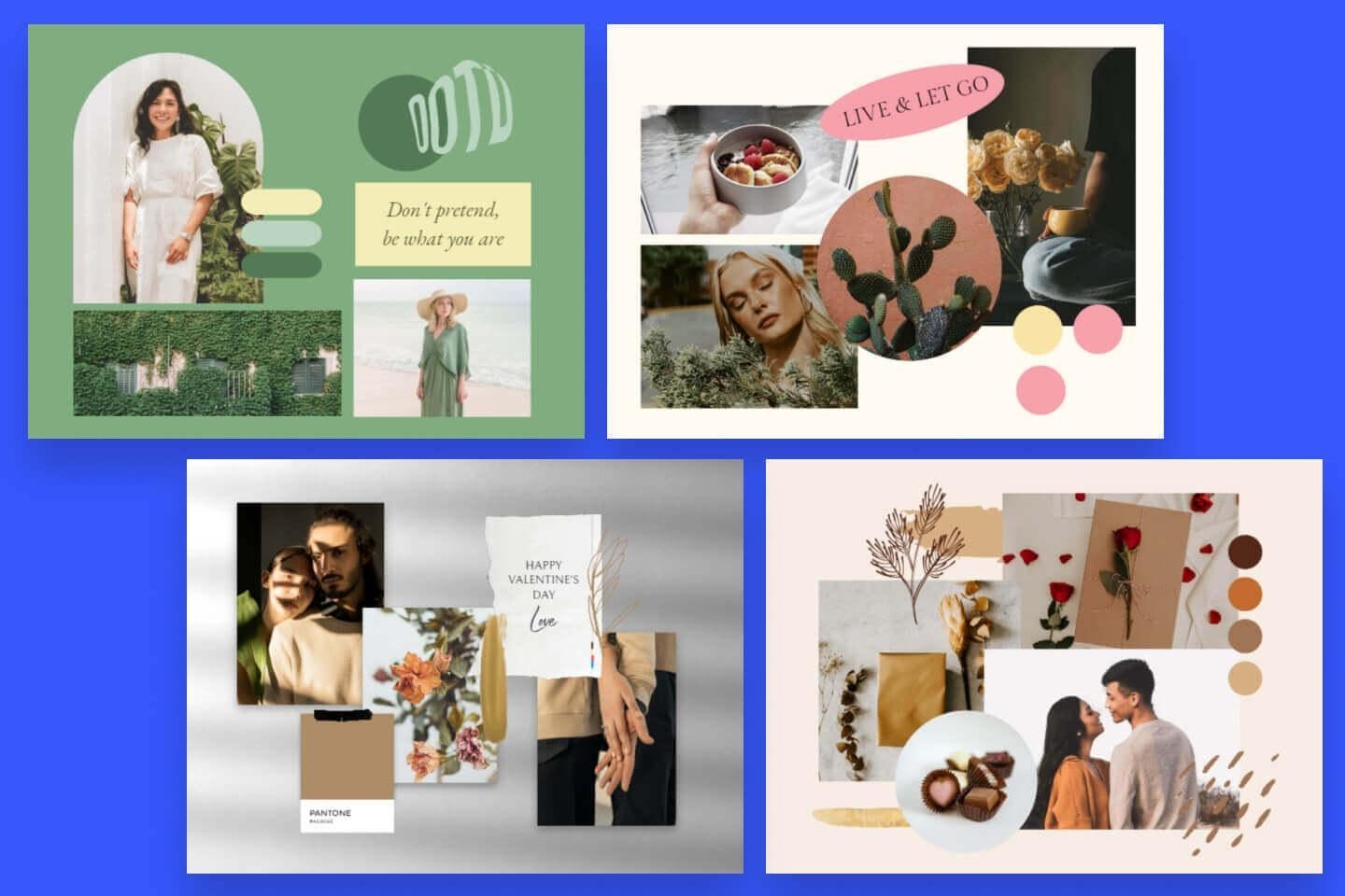 Erstellen Sie verschiedene Moodboards anhand des Fotor Moodboard Erstellers