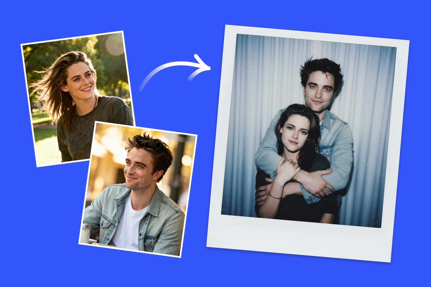generador de fotos Polaroid con IA de Fotor con efecto de abrazo por la espalda