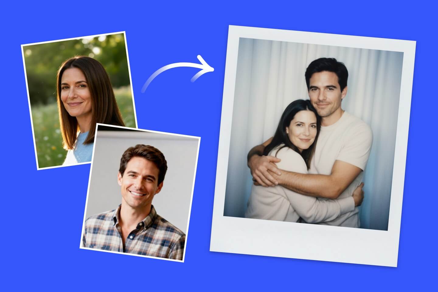 Fotor AI Polaroid photo generator with back hug effect