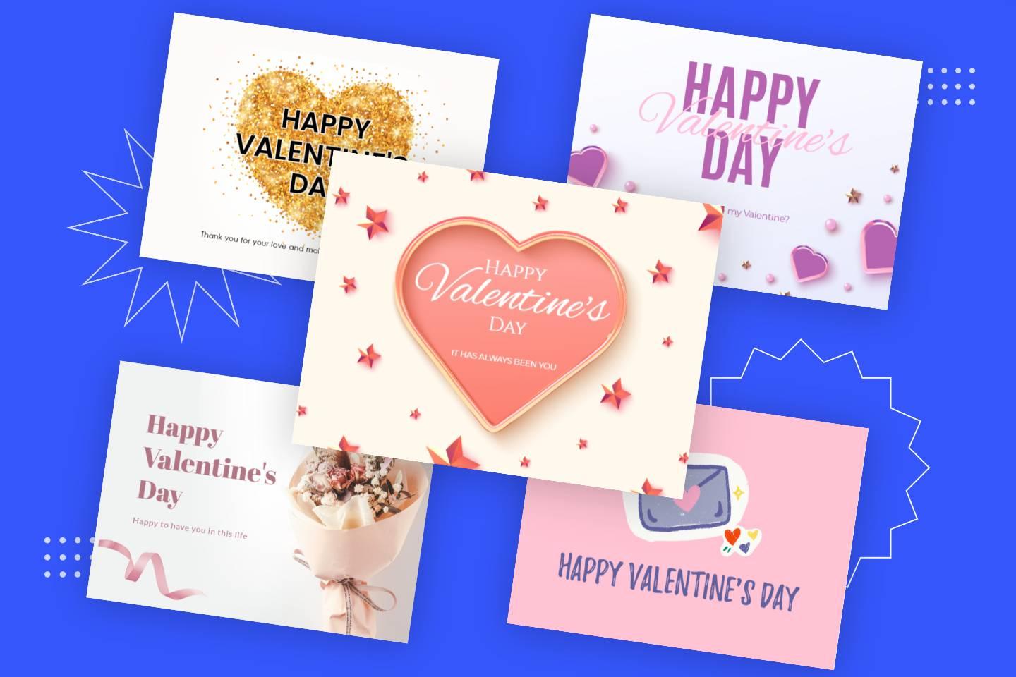 vijf verschillende valentijnskaart sjablonen van fotor