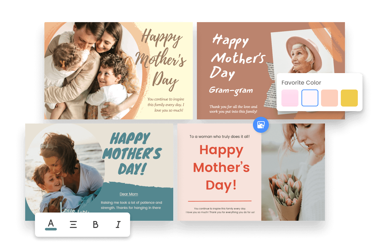 four custom mother's day cards