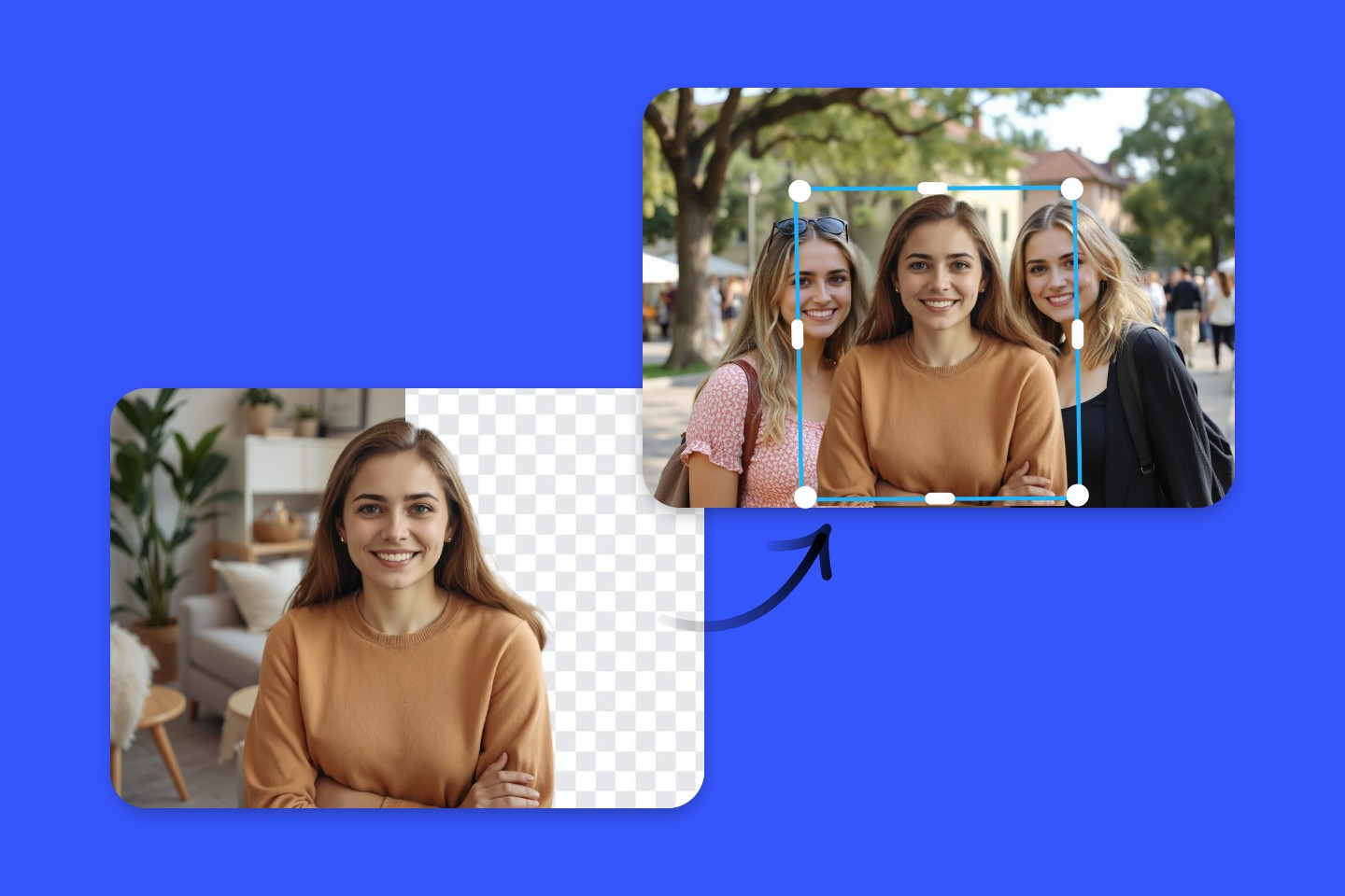 Mit Fotor eine Person ins Foto einfuegen