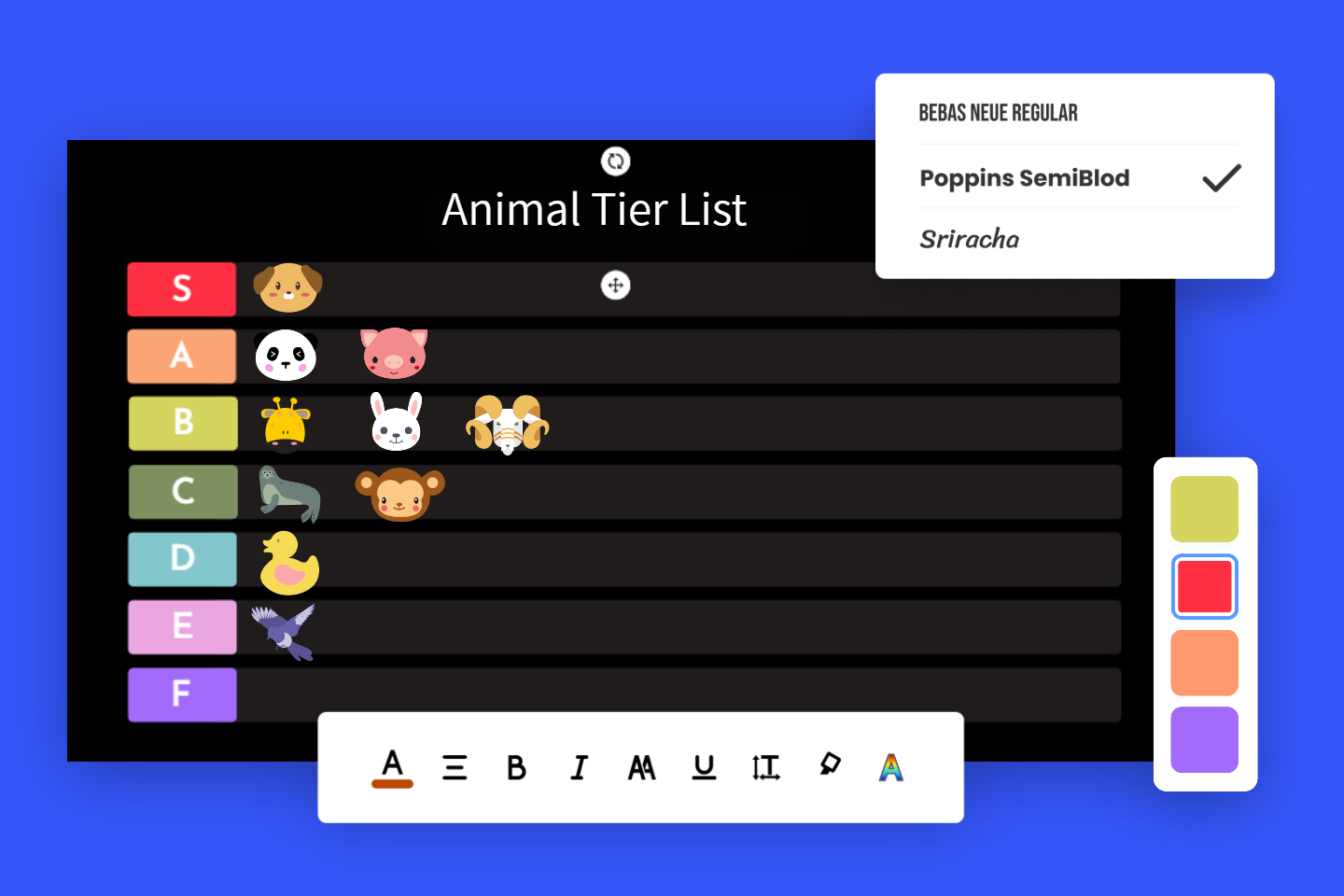 Animal tier list