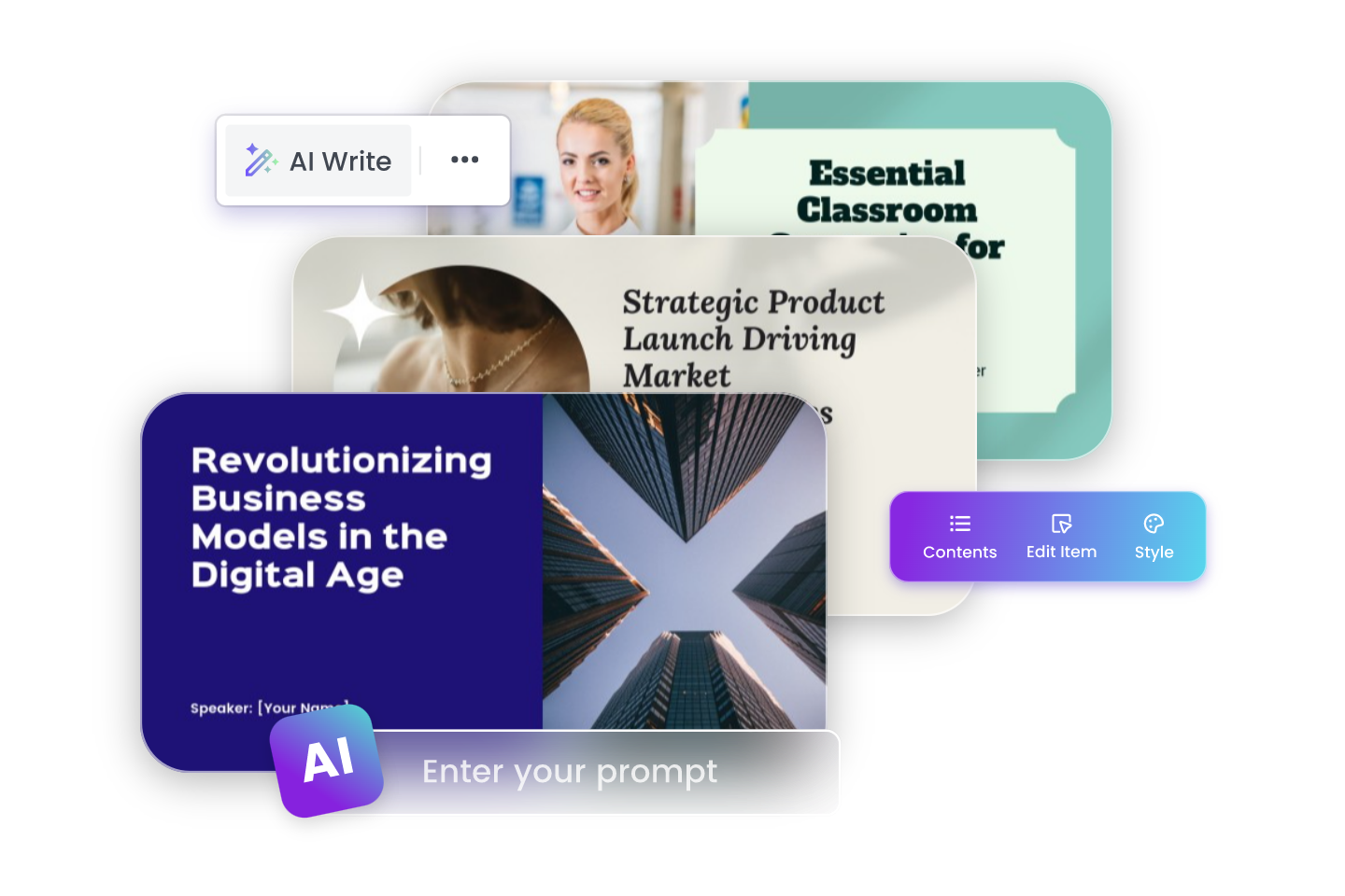 Banner featuring different templates in Fotor AI presentation themes