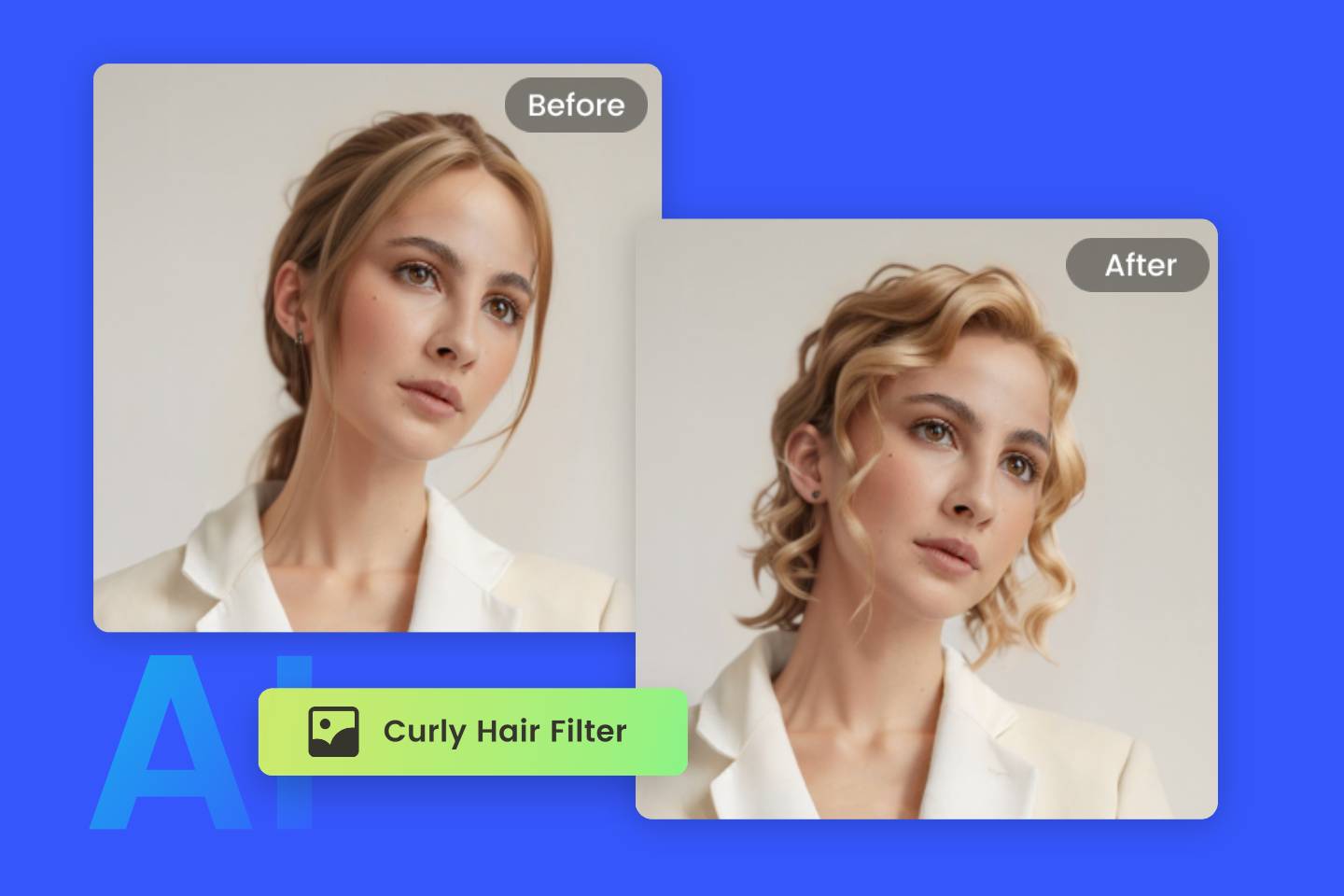 Change hair to curl with Fotor Curly Hair Filter