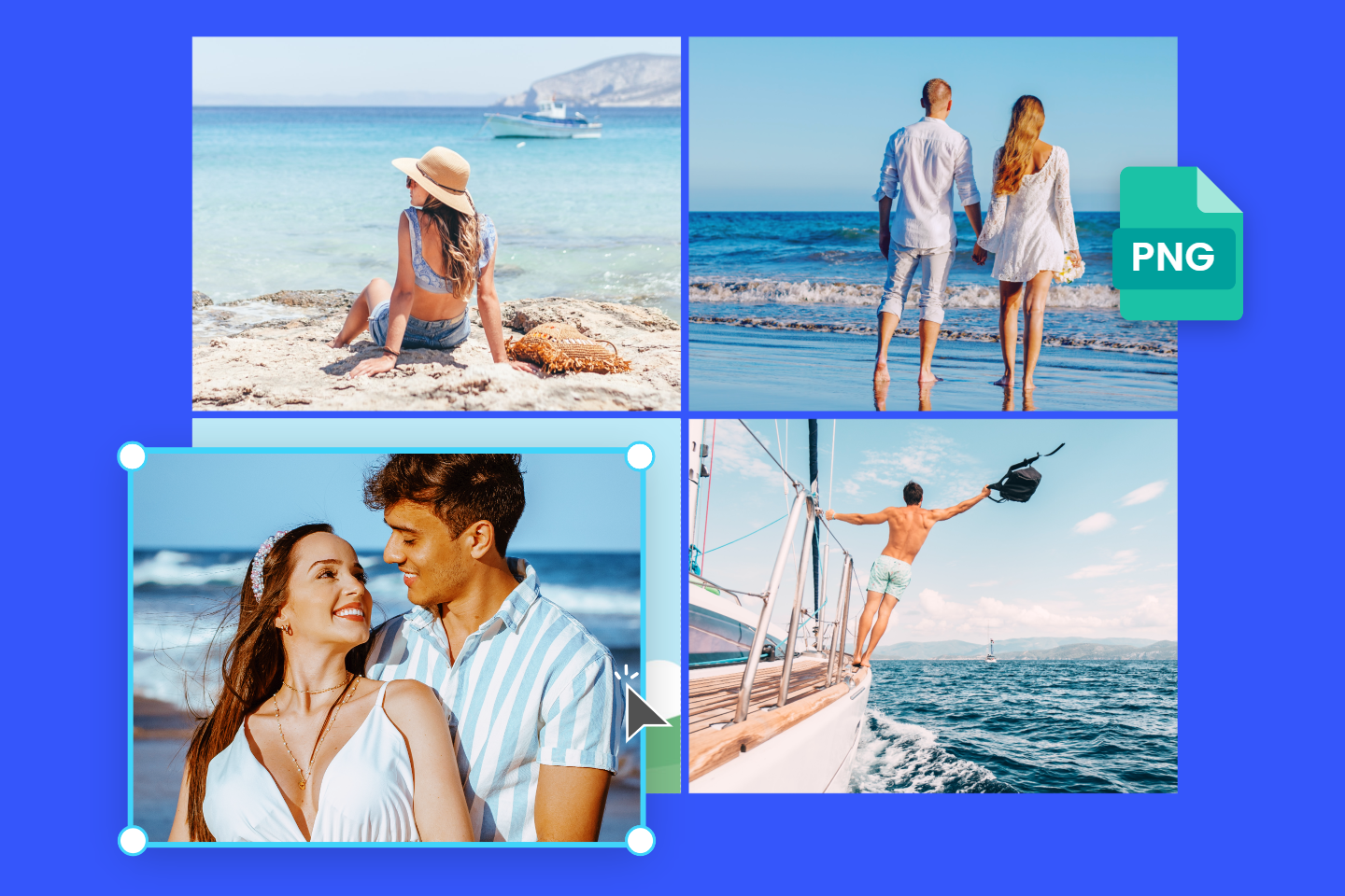 Combine four png images into one with fotor png combiner