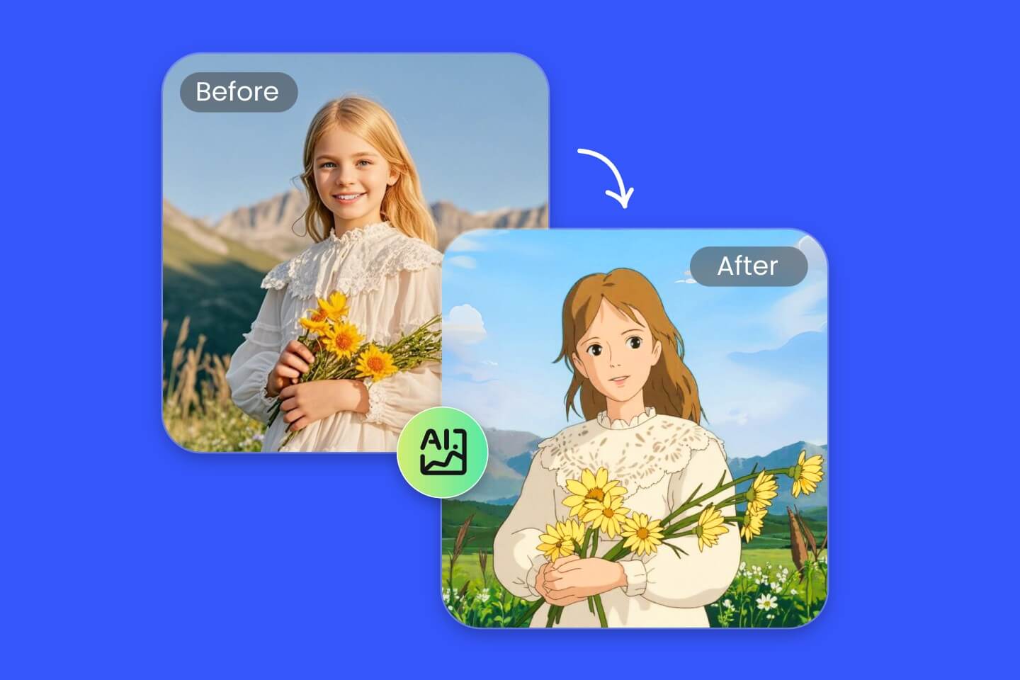 Kostenloses Konvertieren von Bildern in den Ghibli-Stil mit dem Fotor Studio Ghibli-Filter